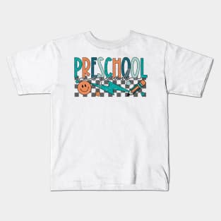 Preschool Squad Preschool Team Retro Groovy Back To School Kids T-Shirt